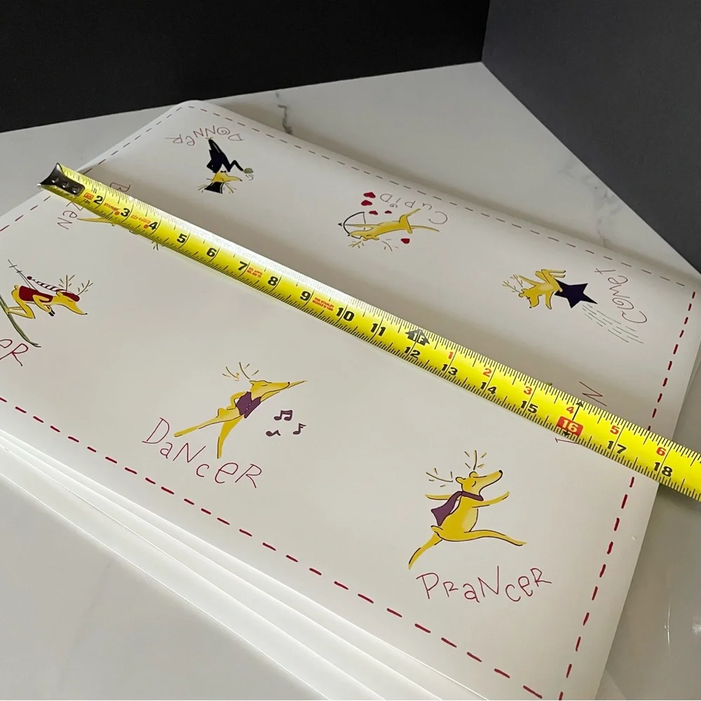 SET of 4 Reindeer Holiday Vinyl Placemats by Pottery Barn